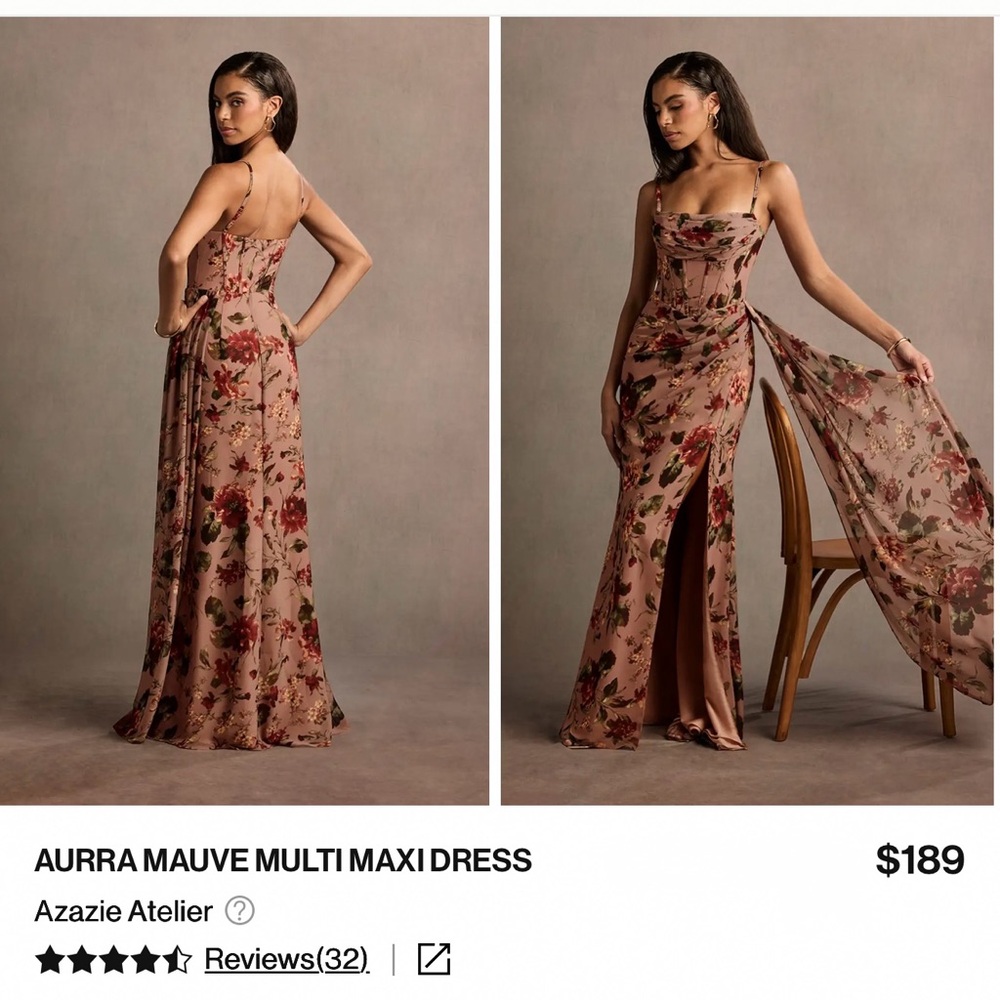 Mauve Floral Maxi Dress Azazie